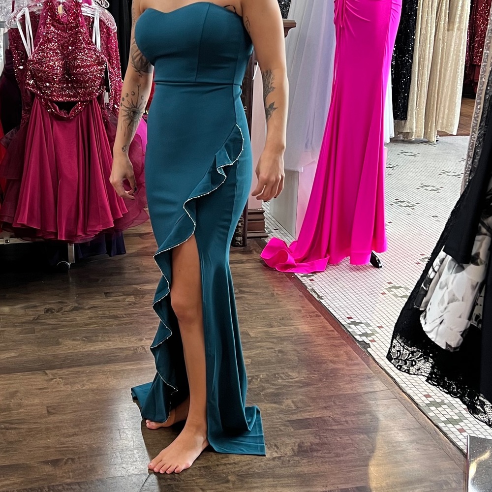 Floor length strapless dress